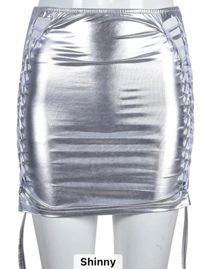 Shiny PU Leather mini Skirt