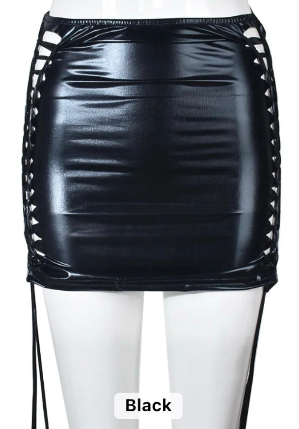 Shiny PU Leather mini Skirt